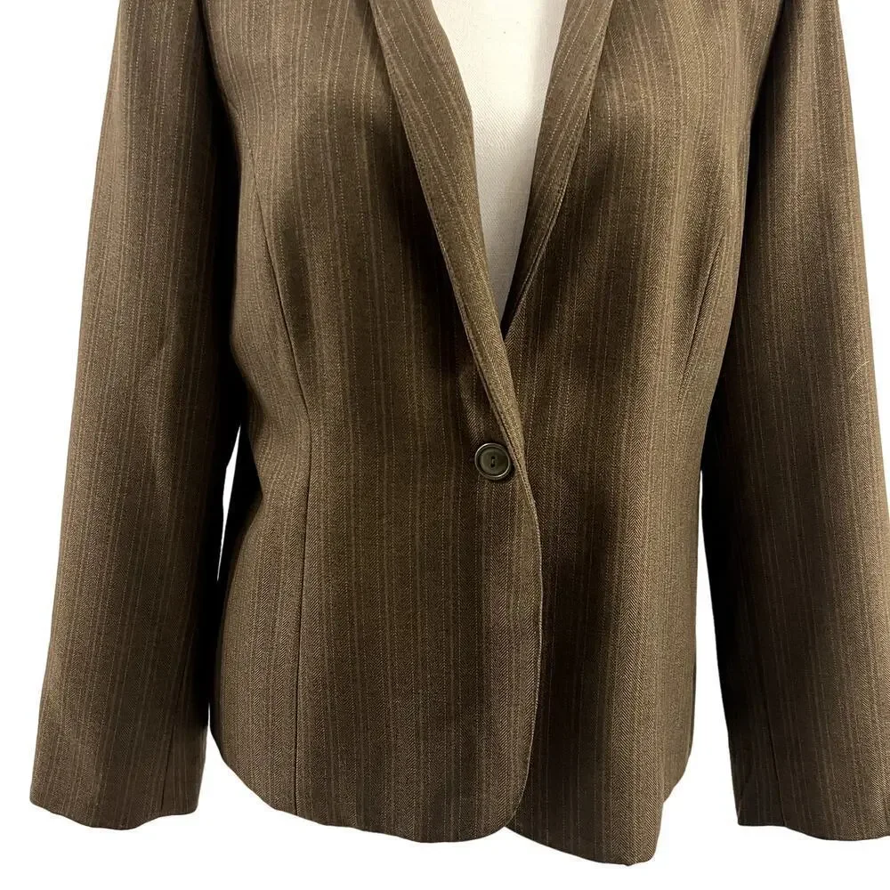 Alfred Dunner Brown Oversized Blazer Size 12 - Picture 2 of 6